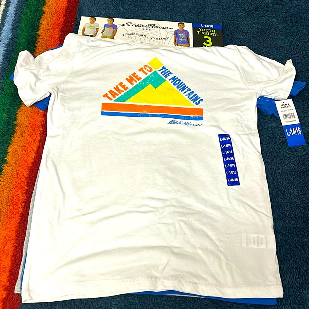 NWT youth 3 t-shirts pack Eddie Bauer